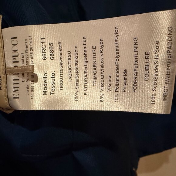 Emilio Pucci Silk Reversible Bomber Jacket Feather Print Blue Size IT 36 XS - Picture 6 of 13